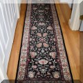 DR04. Ivory and blue runner rug. Measures approx. 2'5" x 11' 